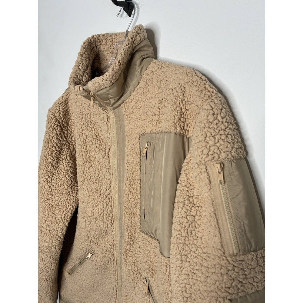 Mnml Khaki Sherpa Fleece Jacket Workwear Utility Jacket Men's SZ M Medium - Picture 3 of 8